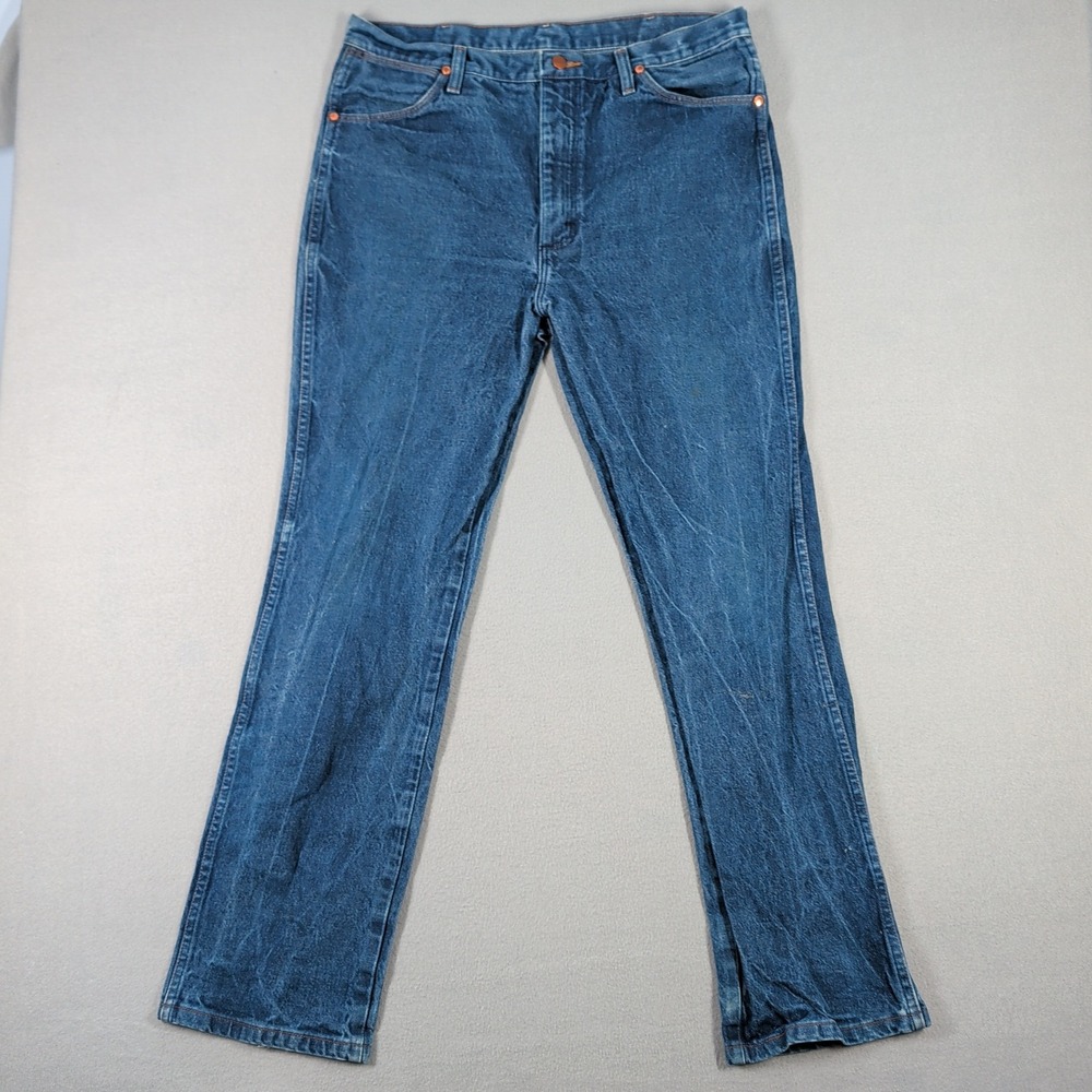 Wrangler Jeans Mens 38x33 Blue Cowboy Cut Slim Fit Denim Western Workwear 936DEN